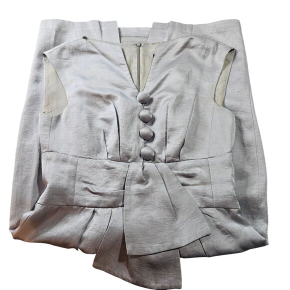 Nanette Lepore Womans Silver Linen Midi Dress 2 Quiet Luxury Minimalist Boho Chi - Picture 7 of 14